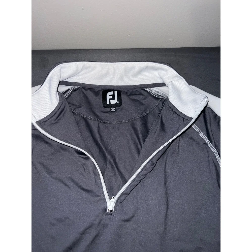 FootJoy Mens Quarter Zip Pullover Charcoal Gray White Bailey Ranch Logo Large